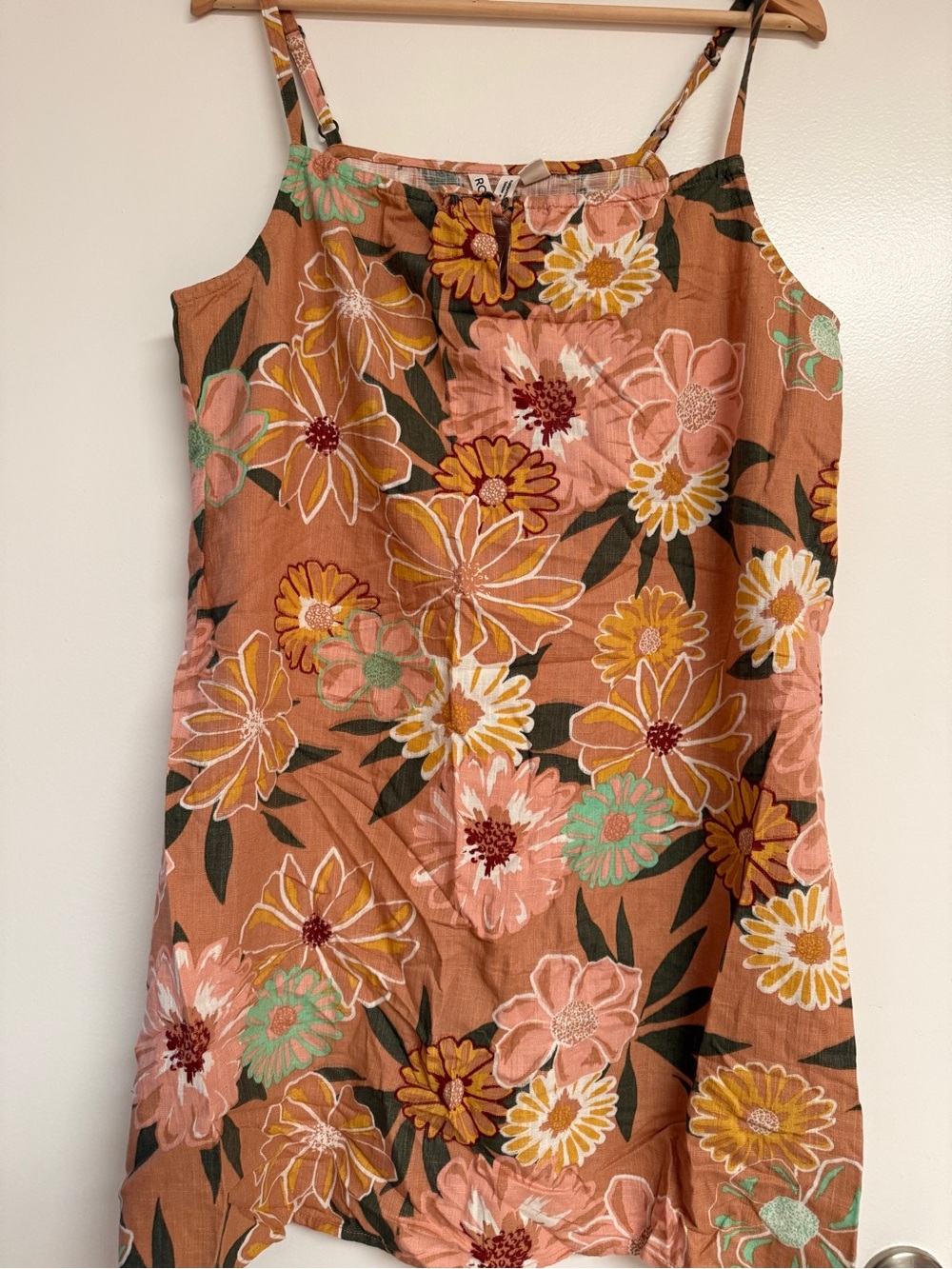 Roxy Floral Mini Dress in Rust, Yellow & Mint - Picture 3 of 5